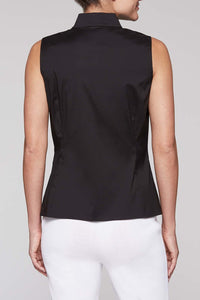 High Neck Zip-Up Blouse Color Black