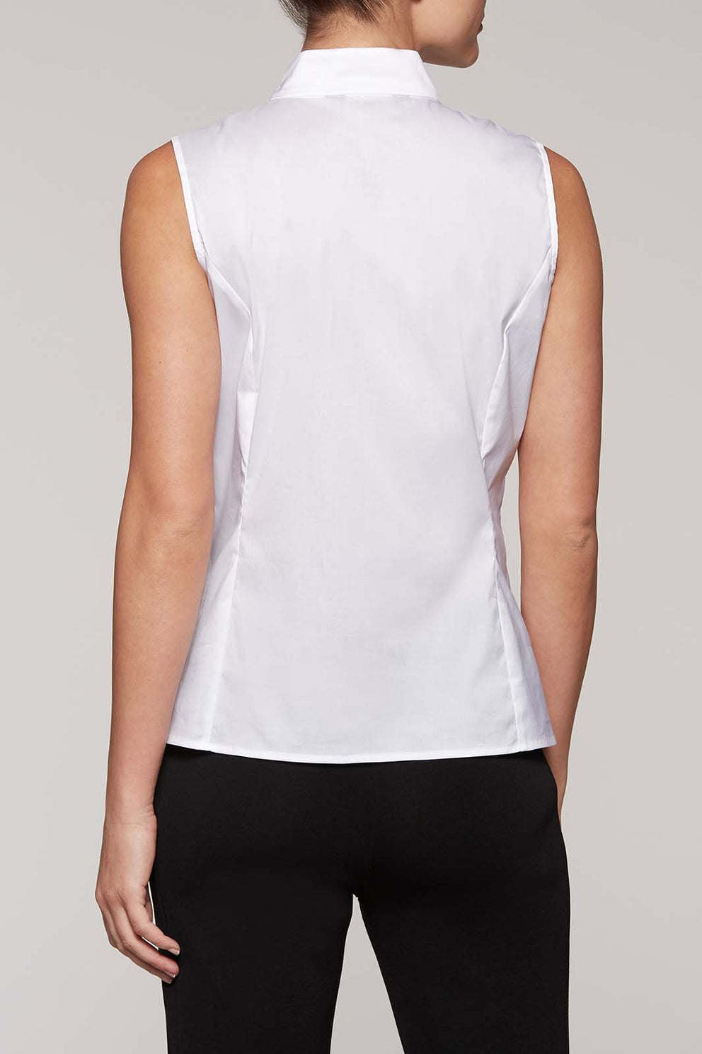 High Neck Zip-Up Blouse Color White