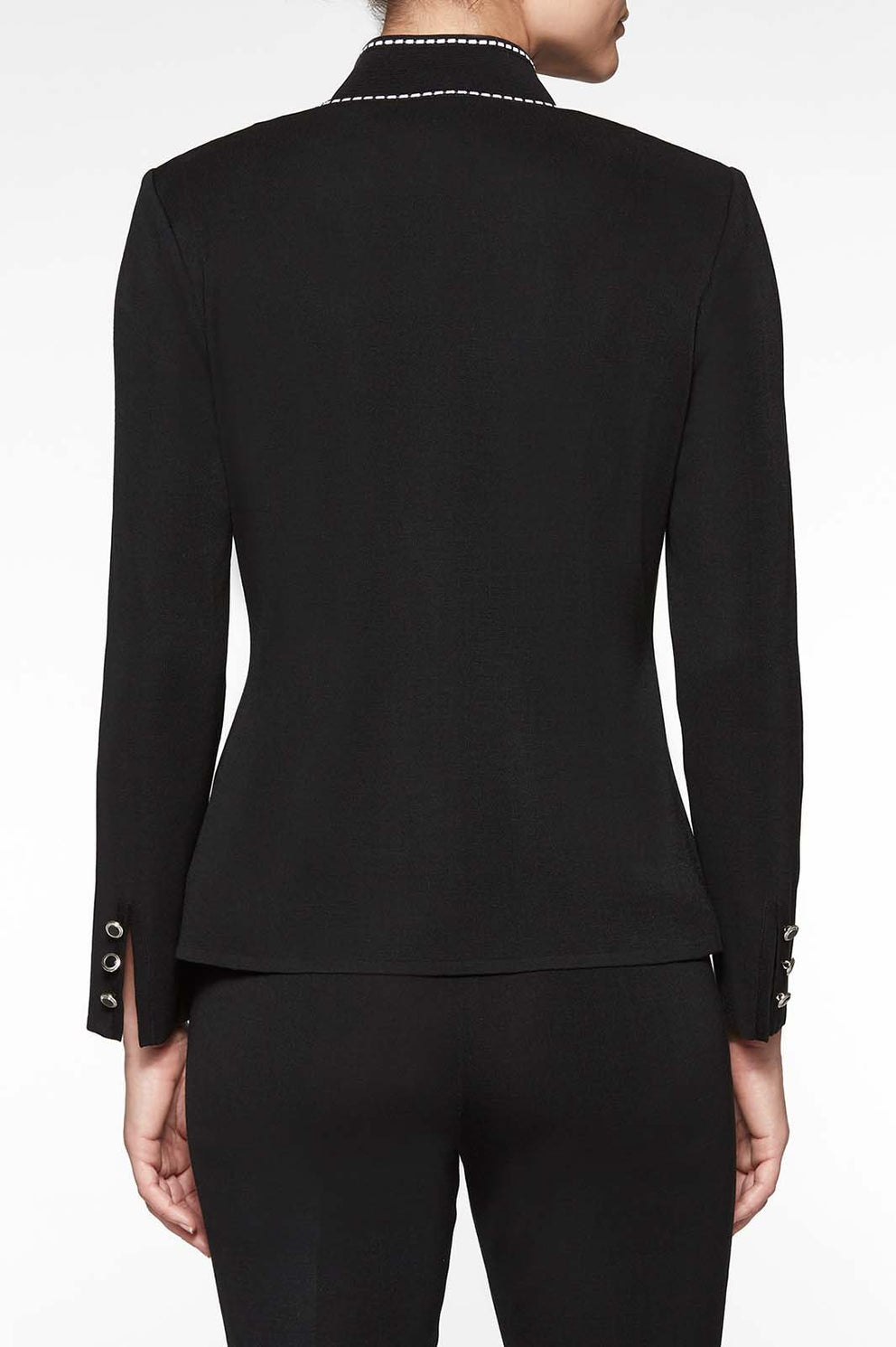 Dotted Stitch Contrast Blazer Color Black/White