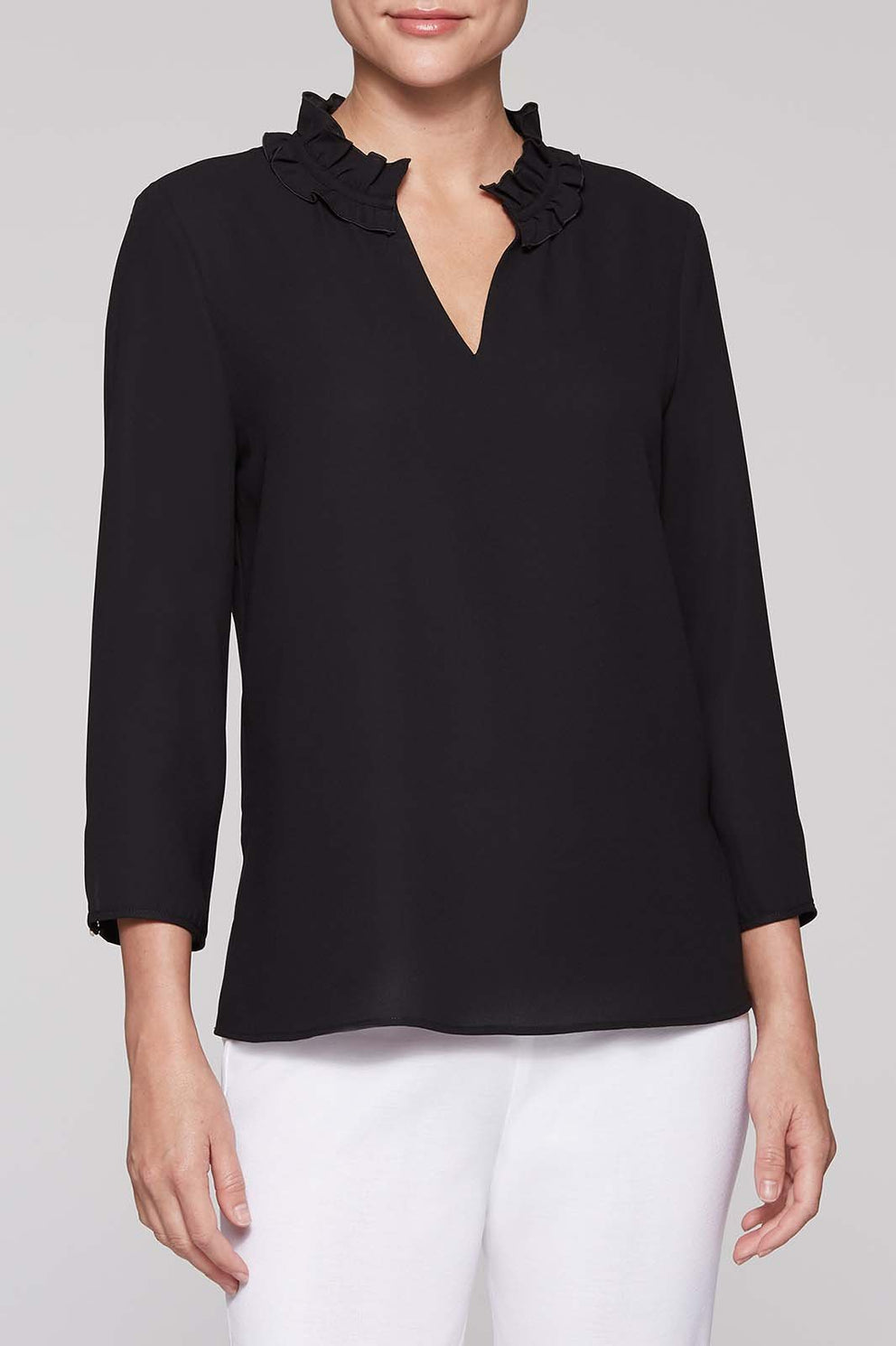 Ruffle Neck Blouse Color Black