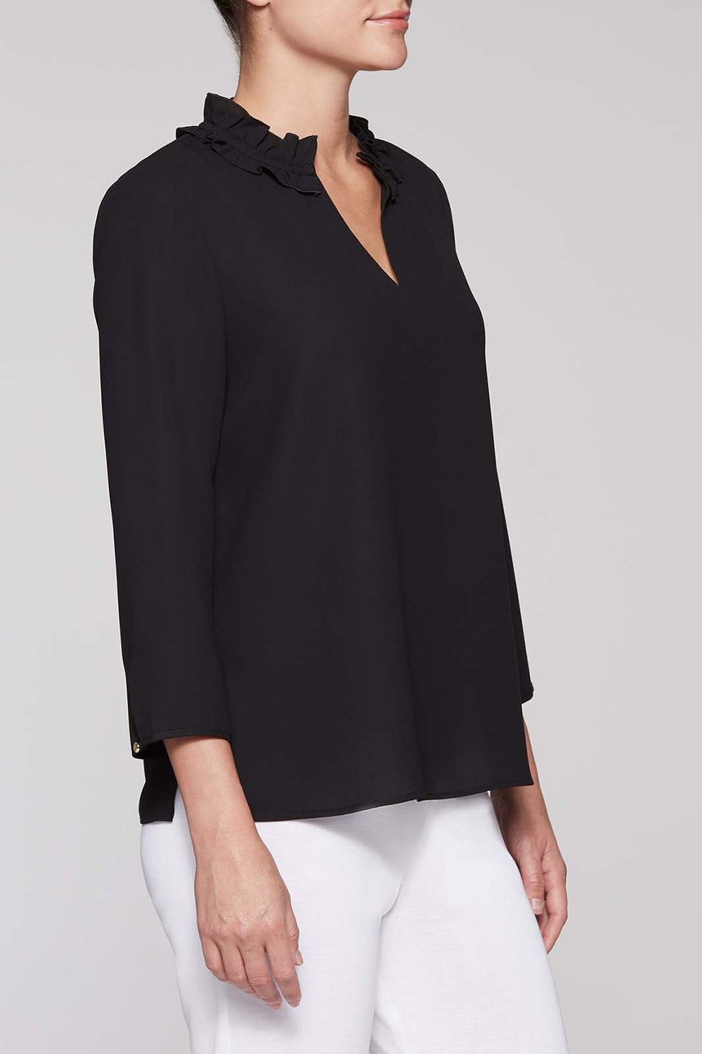 Ruffle Neck Blouse Color Black