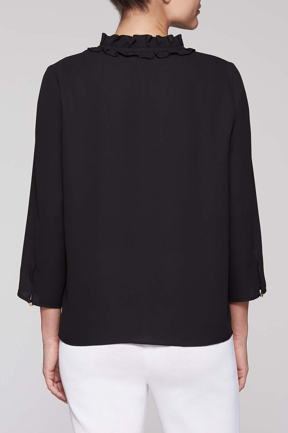 Ruffle Neck Blouse Color Black