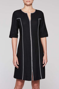 Zip Gingham Trim Dress Color Black/White