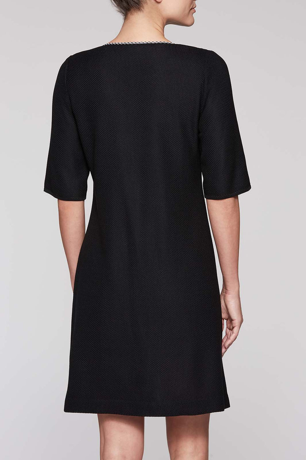 Zip Gingham Trim Dress Color Black/White