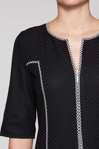 Zip Gingham Trim Dress Color Black/White