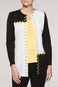 Whipstitch Trim Jacket Color Black/Sunrays/White