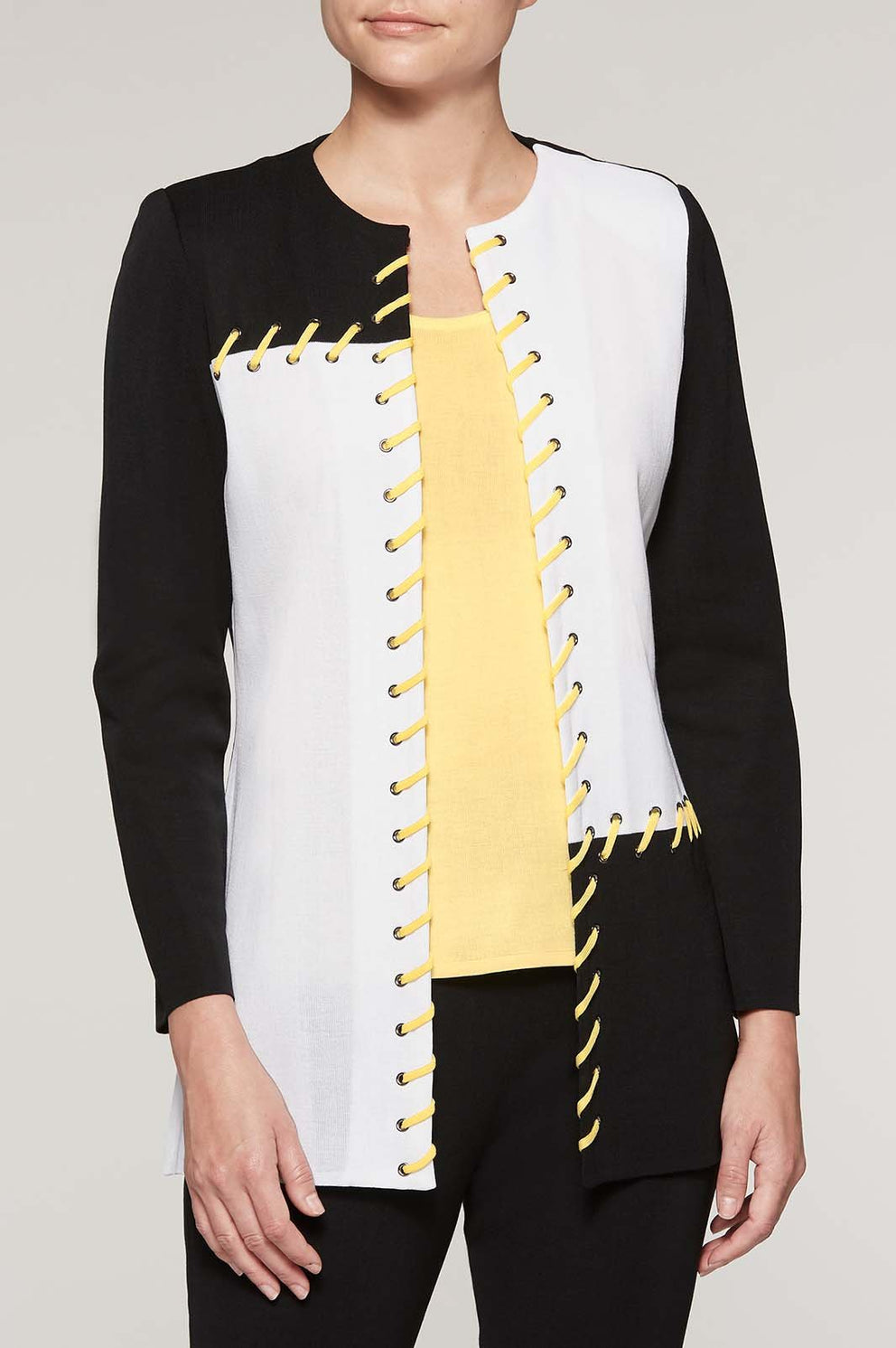 Whipstitch Trim Jacket Color Black/Sunrays/White