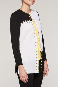 Whipstitch Trim Jacket Color Black/Sunrays/White