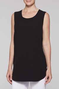 Long Sleeveless Woven Tunic Color Black