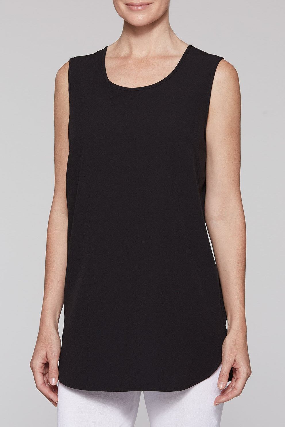 Long Sleeveless Woven Tunic Color Black