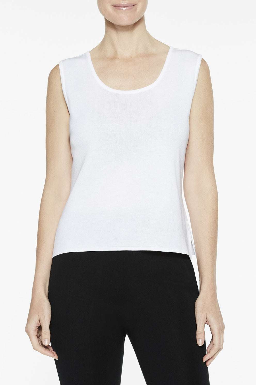 White Scoop Neck Tank Color White