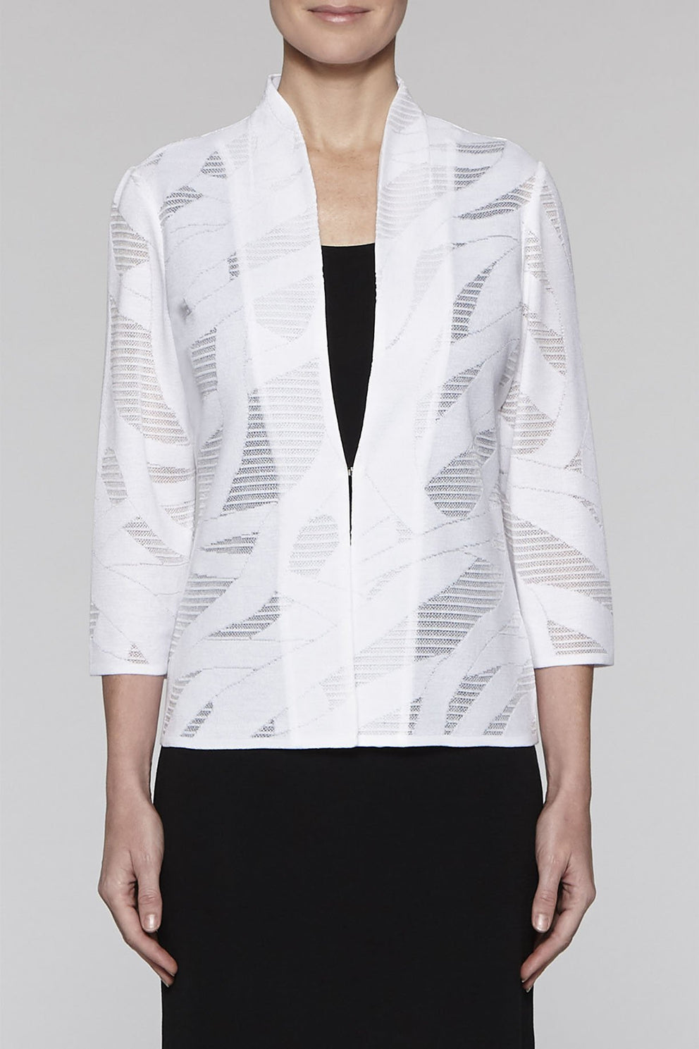 Abstract Sheer Twist Jacket Color White