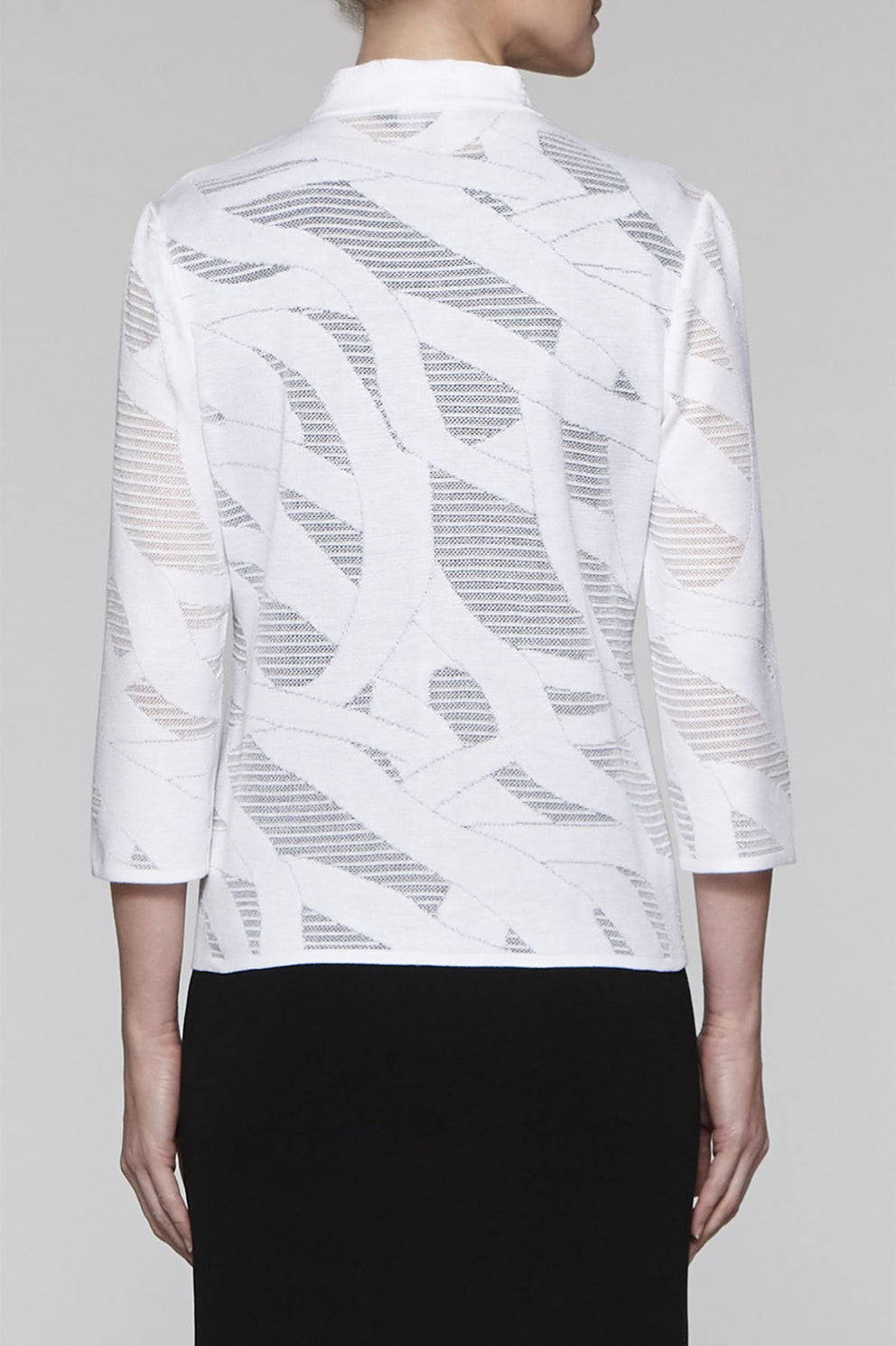 Abstract Sheer Twist Jacket Color White