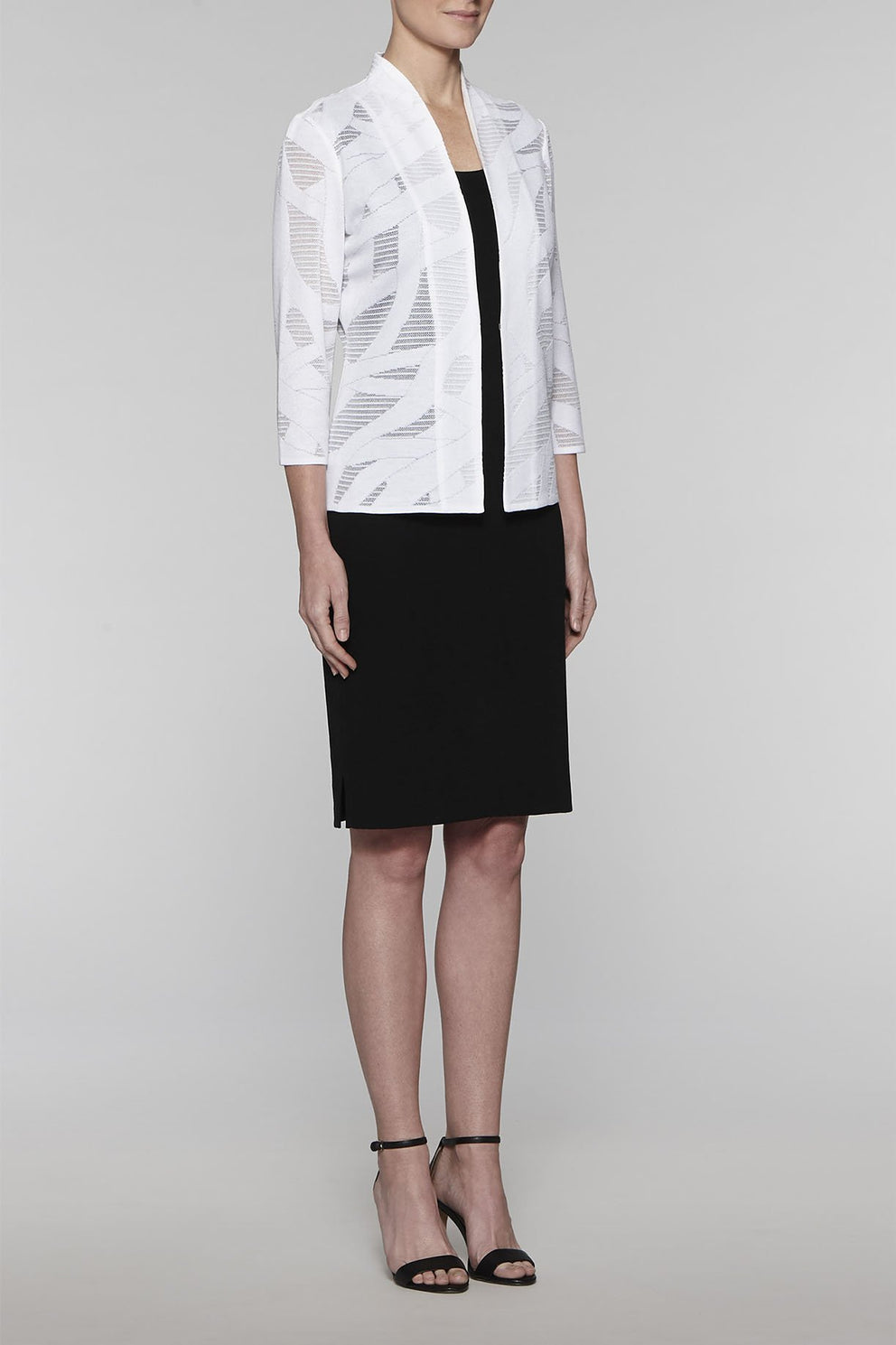 Abstract Sheer Twist Jacket Color White