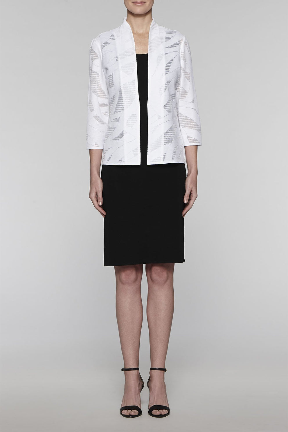 Abstract Sheer Twist Jacket Color White