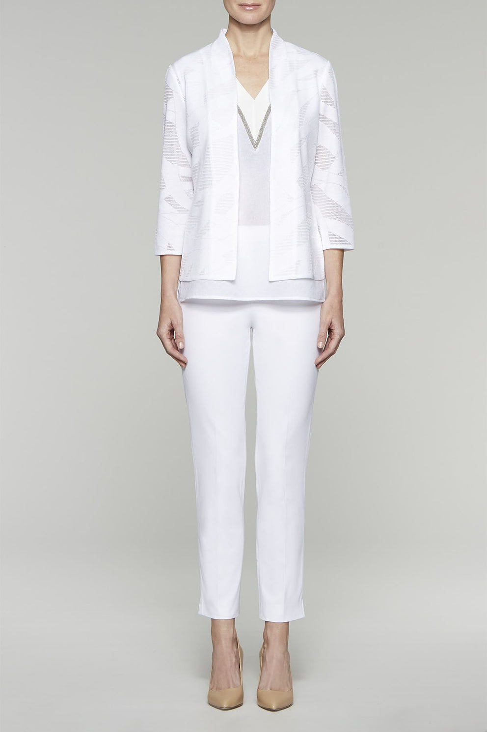 Abstract Sheer Twist Jacket Color White