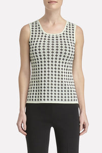 Diamond Knit Tank Color Black/White/Margarita