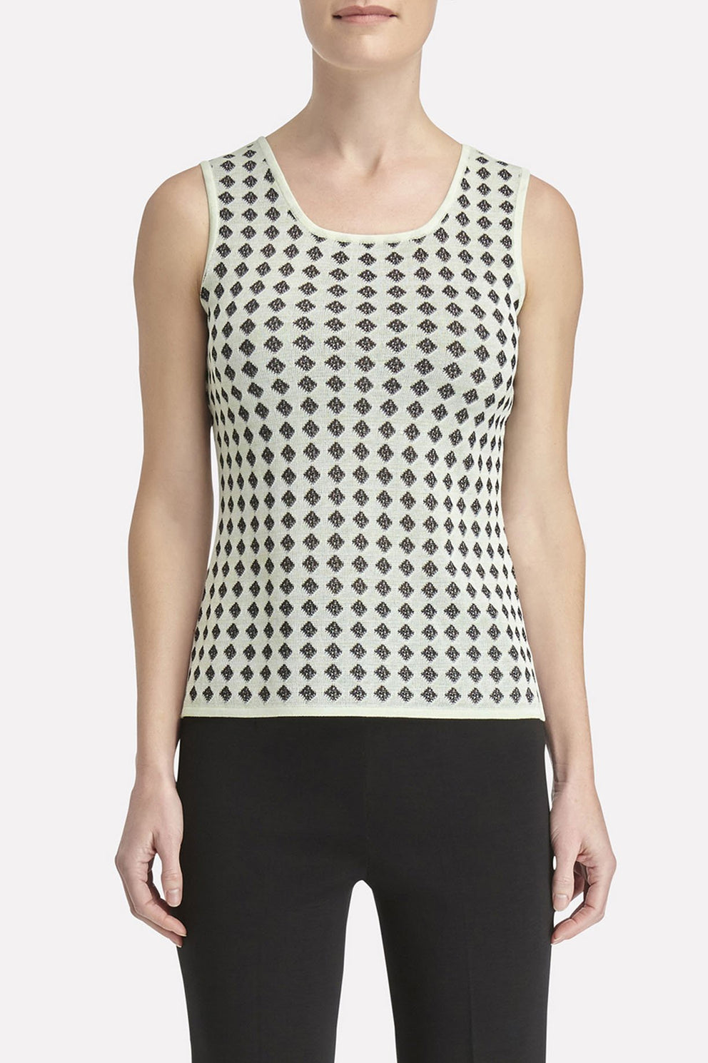 Diamond Knit Tank Color Black/White/Margarita