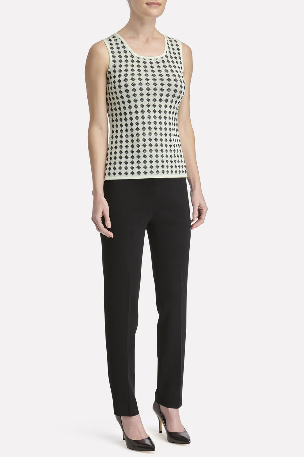Diamond Knit Tank Color Black/White/Margarita