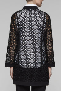 Drawstring-Tie Pointelle Jacket Color Black