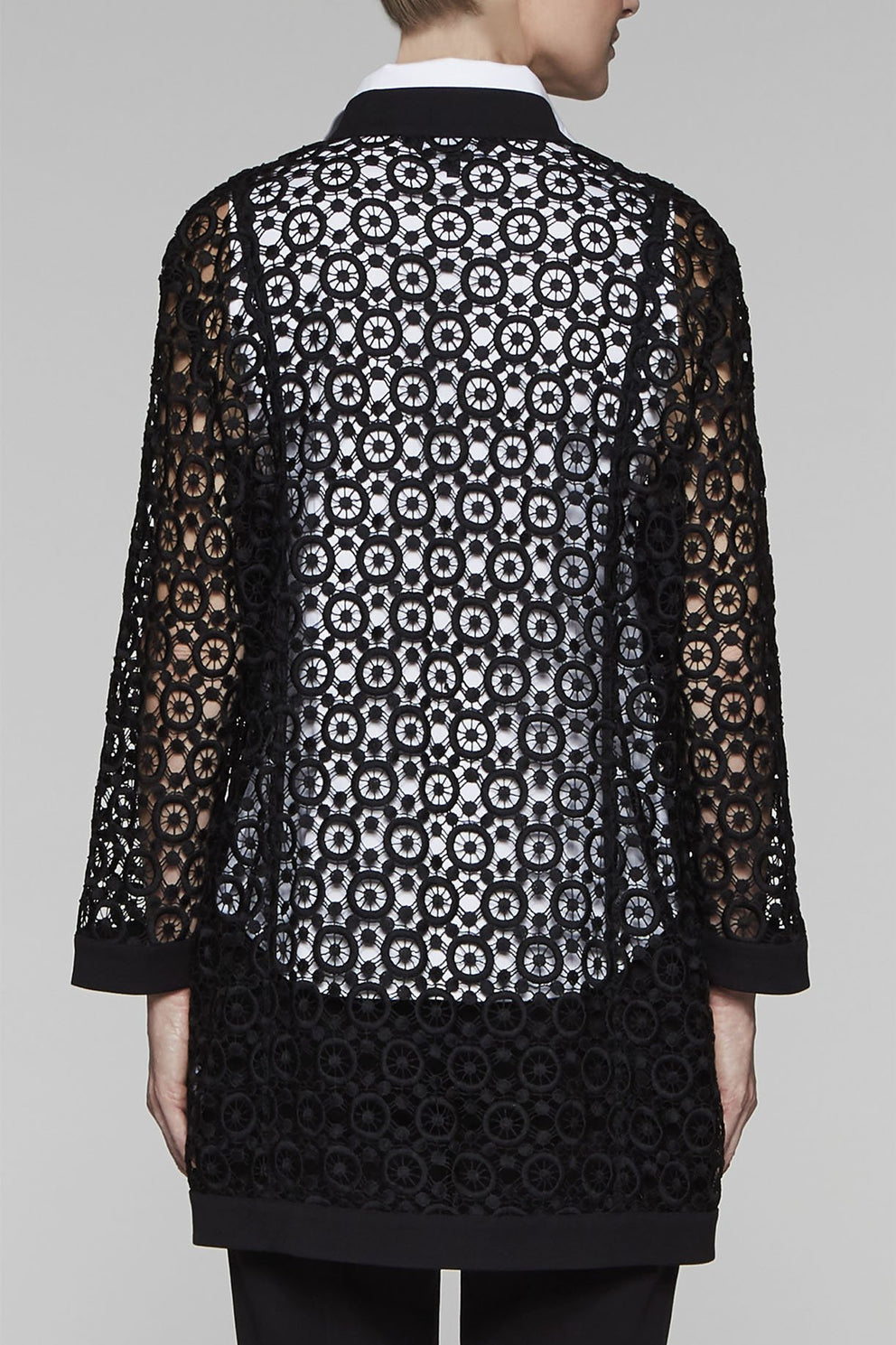 Drawstring-Tie Pointelle Jacket Color Black