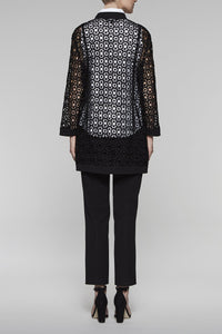 Drawstring-Tie Pointelle Jacket Color Black