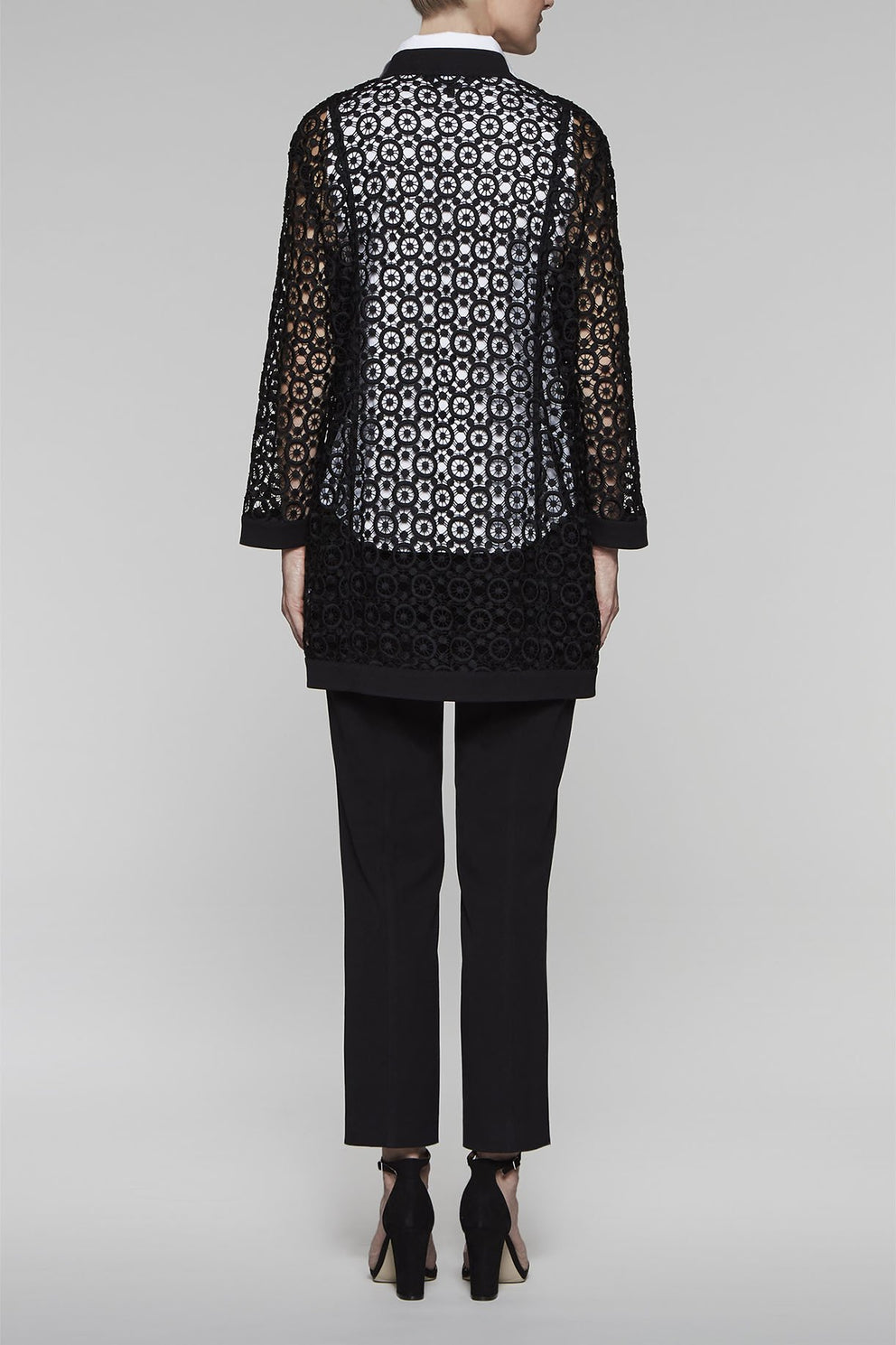 Drawstring-Tie Pointelle Jacket Color Black