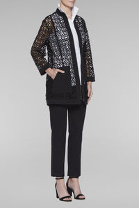Drawstring-Tie Pointelle Jacket Color Black