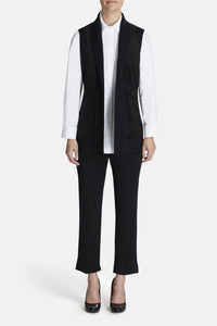 Faux Suede Ribbed Vest Color Black