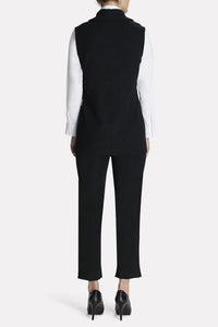 Faux Suede Ribbed Vest Color Black