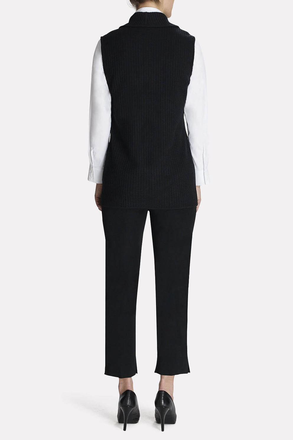 Faux Suede Ribbed Vest Color Black