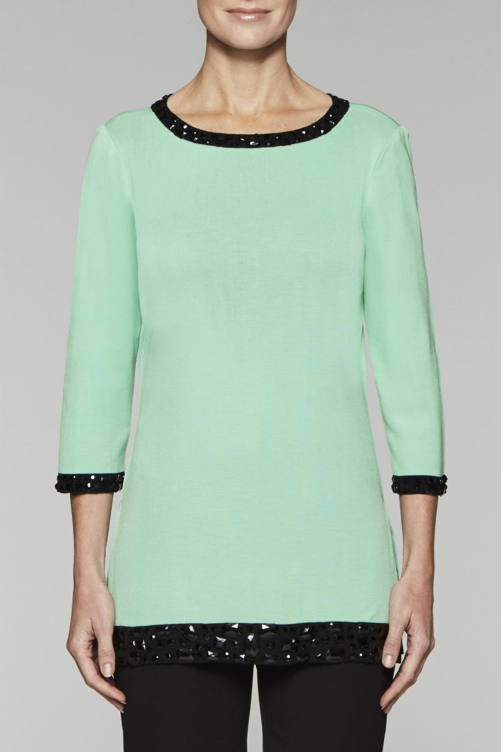 Gem Accented Tunic Color Herb/Black