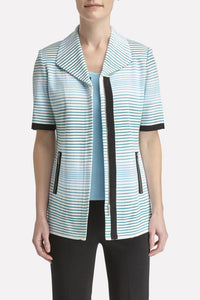 Gradated Striped Jacket Color White/Dew Blue/Clover/Black