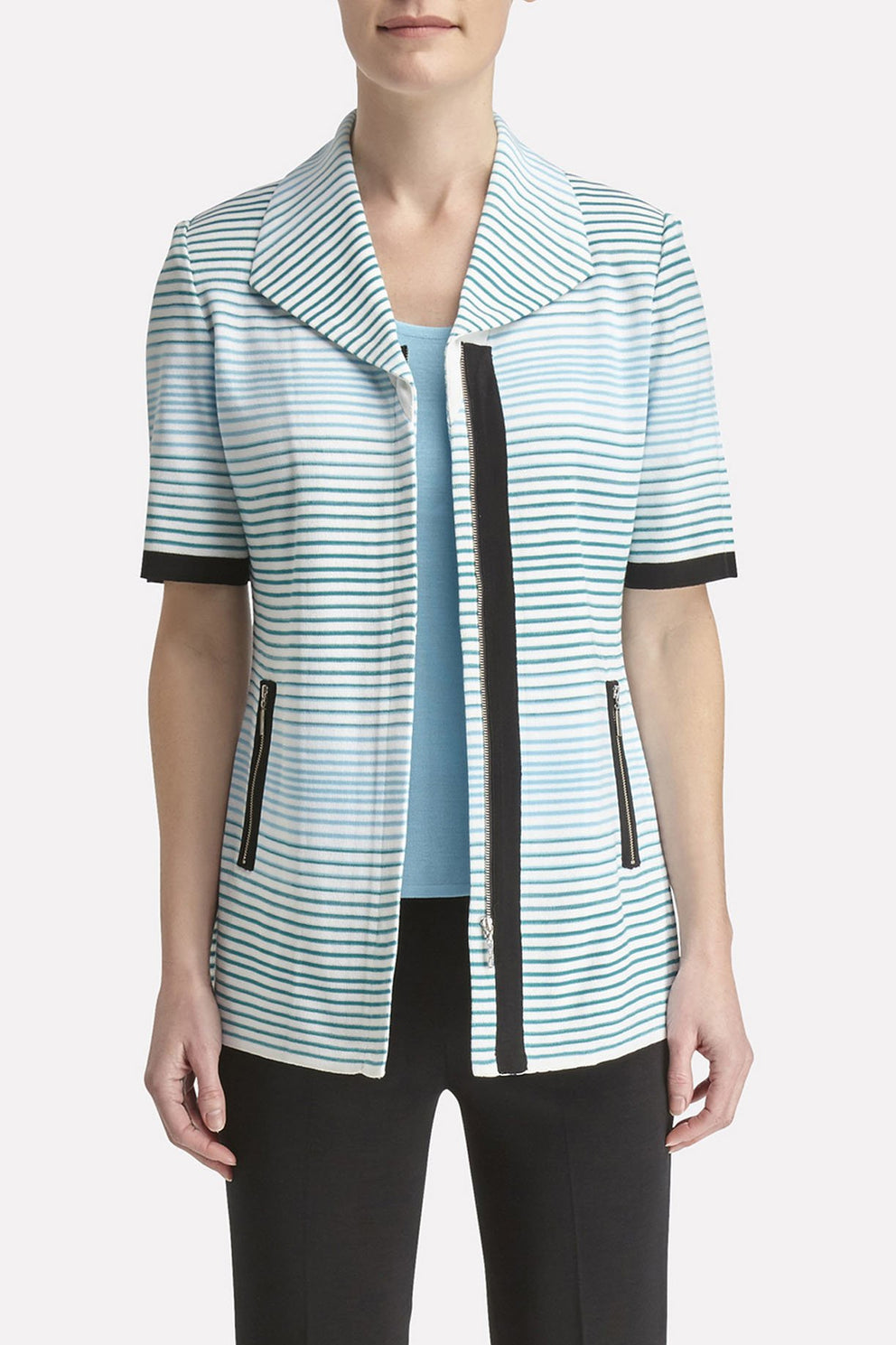 Gradated Striped Jacket Color White/Dew Blue/Clover/Black