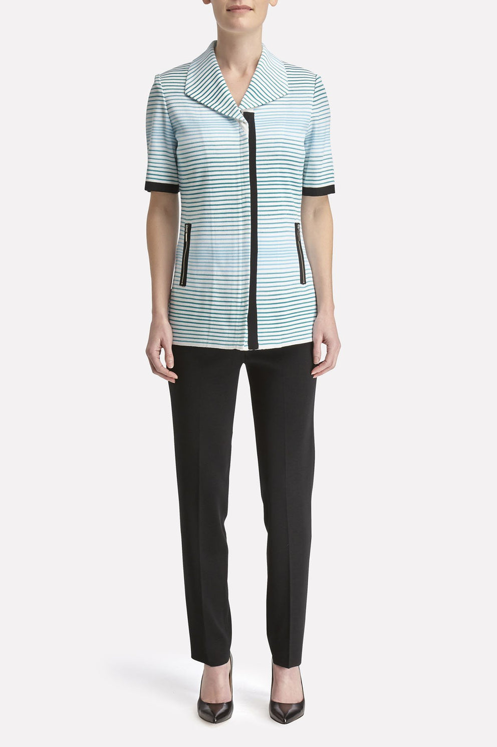 Gradated Striped Jacket Color White/Dew Blue/Clover/Black