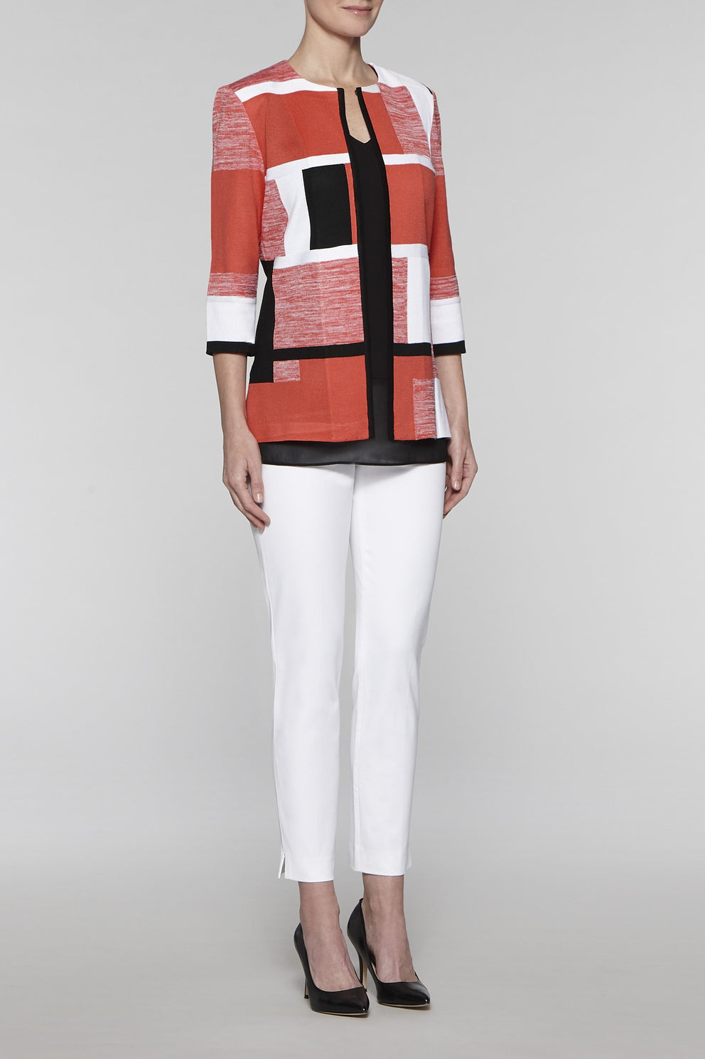 Graphic Block Jacket Color Zinnia/Black/White