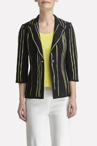 Juxtapose Line Ribbed Blazer Color Black/Lemon/White