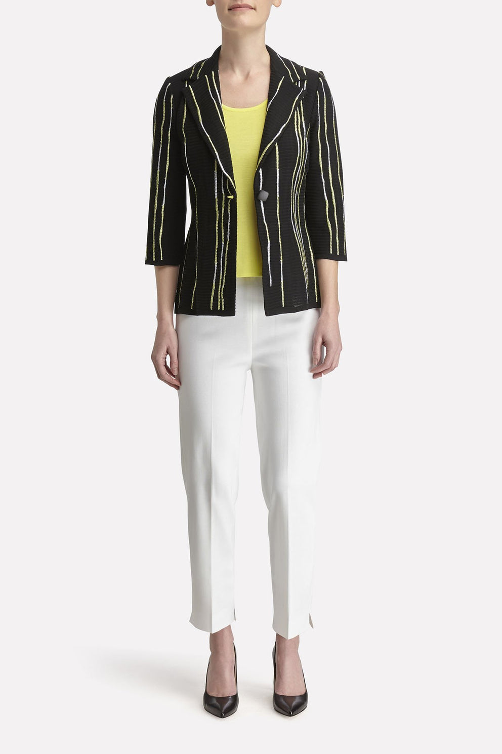 Juxtapose Line Ribbed Blazer Color Black/Lemon/White