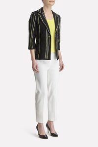 Juxtapose Line Ribbed Blazer Color Black/Lemon/White