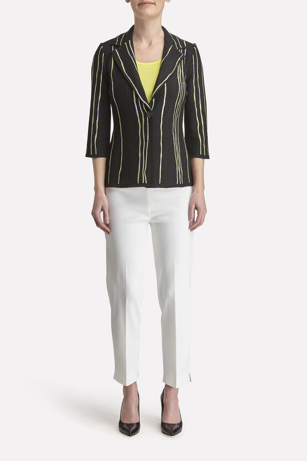 Juxtapose Line Ribbed Blazer Color Black/Lemon/White
