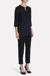 Lace-Up Textured Tunic Color Black