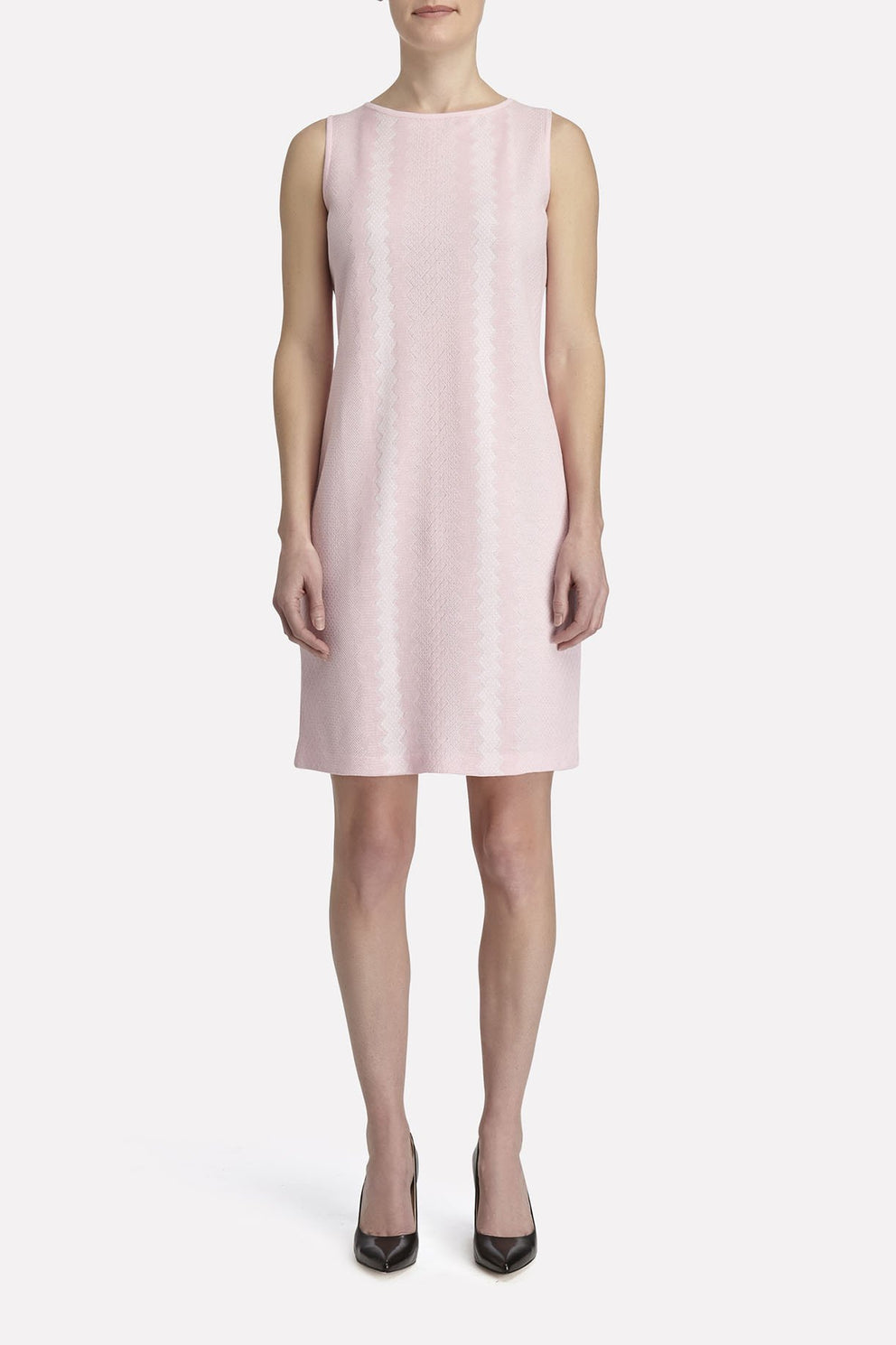 Vertical Chevron Knit Dress Color Perfect Pink/White