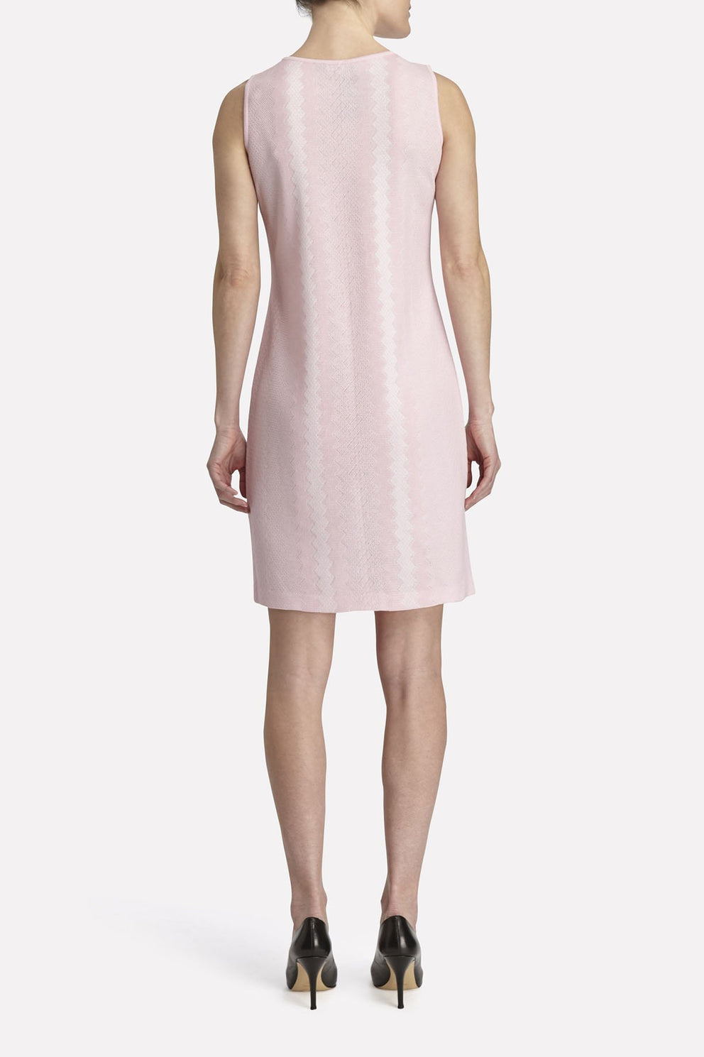 Vertical Chevron Knit Dress Color Perfect Pink/White
