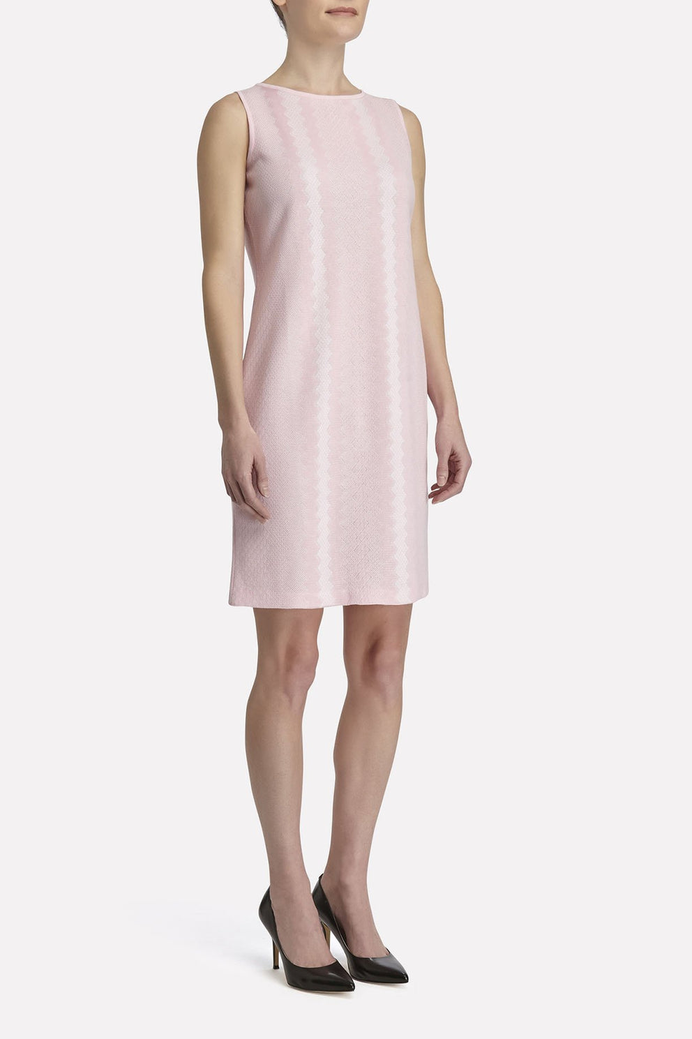 Vertical Chevron Knit Dress Color Perfect Pink/White