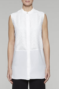 Wave Stitch Sleeveless Tunic Color White