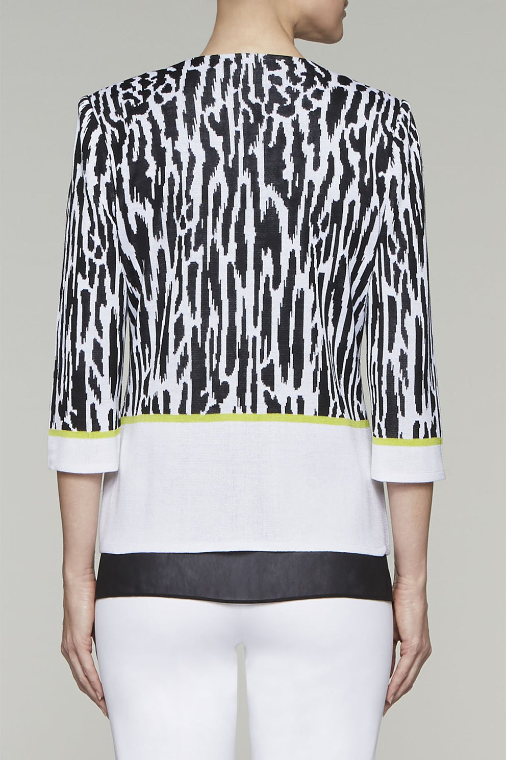 Zebra Zip Accent Jacket Color Black/Pear/White