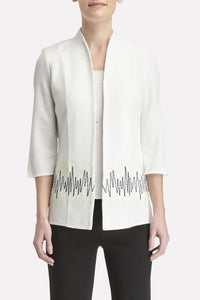 Zig-Zag Embroidered Knit Jacket Color White/Margarita/Black