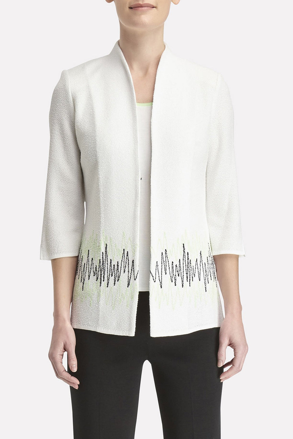 Zig-Zag Embroidered Knit Jacket Color White/Margarita/Black