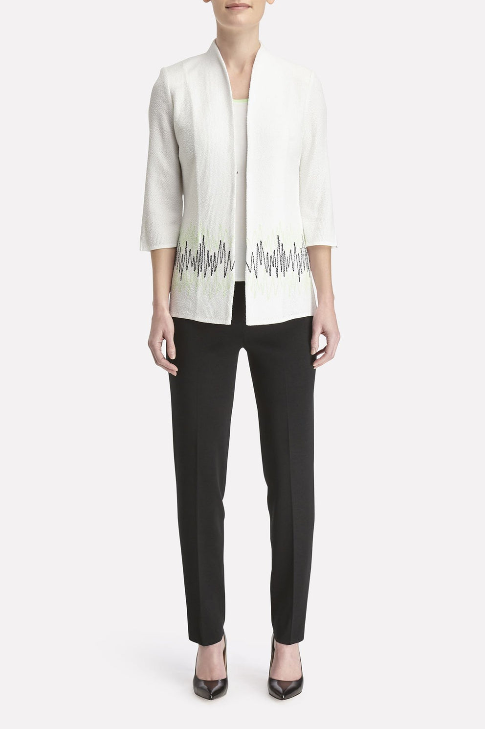 Zig-Zag Embroidered Knit Jacket Color White/Margarita/Black