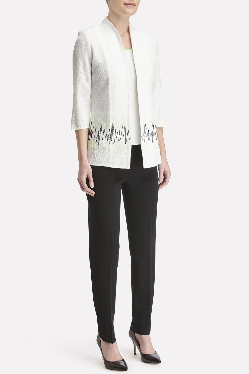 Zig-Zag Embroidered Knit Jacket Color White/Margarita/Black